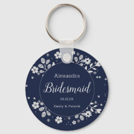 White Floral Sleutelhanger