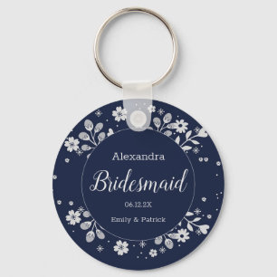 White Floral Sleutelhanger