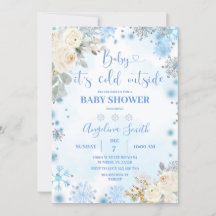 White Floral Snowflake Cold Outside Baby shower