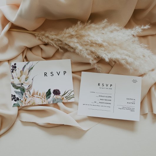 White Floral Song Request RSVP Card Briefkaart