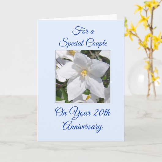 White Floral Specialized 20th Wedding Jubileum Kaart (Gele Bloem)