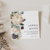 White Floral Square Wedding Invitation Kaart