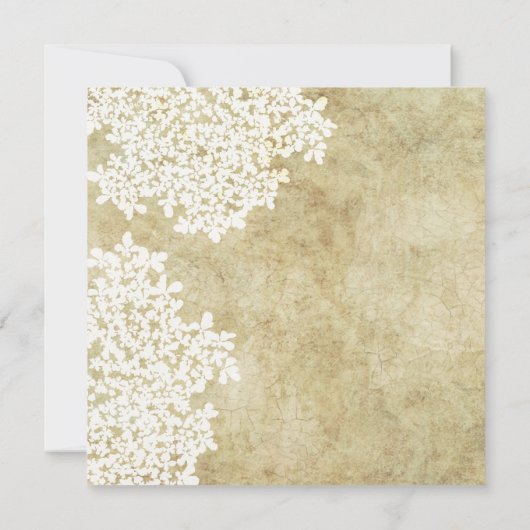 White Floral Square Wedding Invitations Kaart (Achterkant)