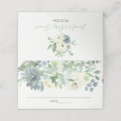 White Floral Succulent Baby shower Plaatskaartje (Buitenkant ongevouwen)