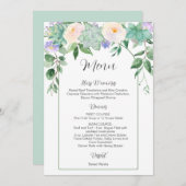 White Floral Succulents Greenery Wedding Menu (Voorkant / Achterkant)