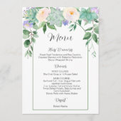 White Floral Succulents Greenery Wedding Menu (Voorkant)