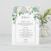 White Floral Succulents Greenery Wedding Menu Kaart (Staand voorkant)