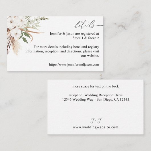 White Floral Summer Boho Enclosure Kaart (Voorkant / Achterkant)