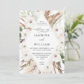 White Floral Summer Boho Kaart (Staand voorkant)