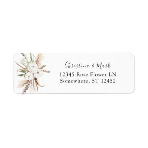 White Floral Summer Boho Return Address Etiket