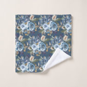 White Floral Swan op Blue Bad Handdoek (Wasdoekje)
