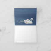 White Floral Swan op Blue Wedding Bedankkaart (Binnen)