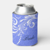 White  Floral Swirl Blue Damascus Blikjeskoeler (Blikje Voorkant)