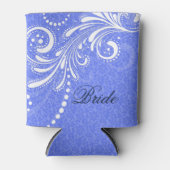 White  Floral Swirl Blue Damascus Blikjeskoeler (Voorkant)