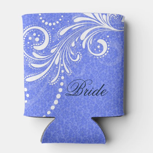 White  Floral Swirl Blue Damascus Blikjeskoeler (Achterkant)