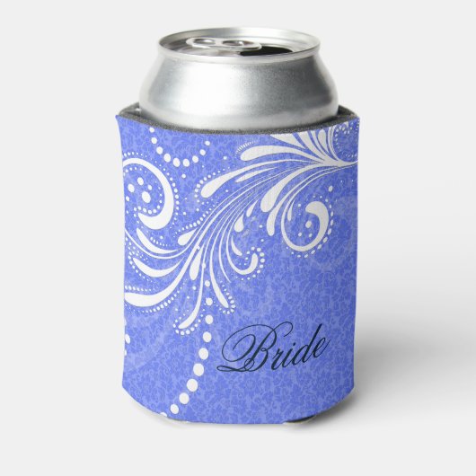 White  Floral Swirl Blue Damascus Blikjeskoeler (Blikje Achterkant)