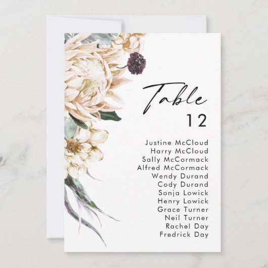 White Floral Table Number (Voorkant)