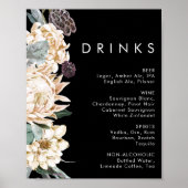 White Floral | Teken voor Drinken van het zwarte b Poster (Voorkant)
