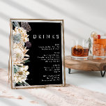 White Floral | Teken voor Drinken van het zwarte b Poster<br><div class="desc">We ontwierpen deze witte Floral | Zwart om je rustige, donkere tropische bruiloft te voltooien. Met zijn boze waterverf grof naar zijn moderne boho winterbloemen, inclusief protea, dahlia en gedroogde lotus, zal het ontwerp zeker uw humeurig, minimalistisch zwart en groen thema afzetten. Verander de tekst en voeg een foto toe...</div>