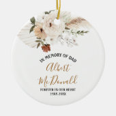 White Floral ter nagedachtenis van pap kerstversie Keramisch Ornament (Voorkant)