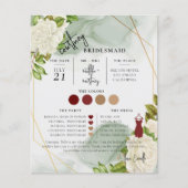 White Floral Text Script Bridesmaid info Card (Voorkant)