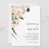 White Floral Traditional Photo Wedding Invitation Kaart (Voorkant)