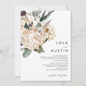 White Floral Traditional Wedding Invitation Kaart (Voorkant)