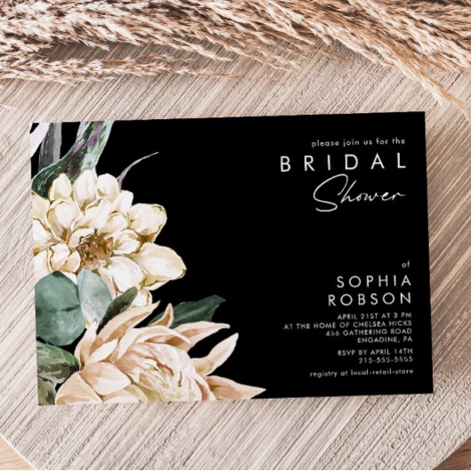 White Floral | Uitnodiging voor Black Bridal Showe
