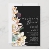 White Floral | Uitnodiging voor Black Wedding Brun (Voorkant)