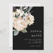 White Floral | Uitnodiging voor Casual zwarte wedd (Voorkant)