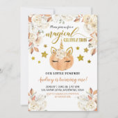 White Floral Unicorn Pumpkin draait om One Kaart (Voorkant)