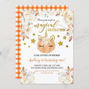 White Floral Unicorn Pumpkin draait om One Kaart