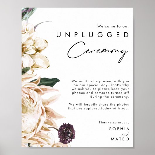 White Floral Unplugged Ceremony Poster (Voorkant)