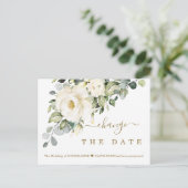 White Floral verander de datum waarop het huwelijk Briefkaart (Staand voorkant)