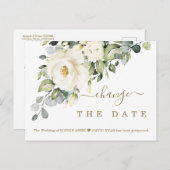 White Floral verander de datum waarop het huwelijk Briefkaart (Voorkant / Achterkant)