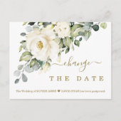 White Floral verander de datum waarop het huwelijk Briefkaart (Voorkant)