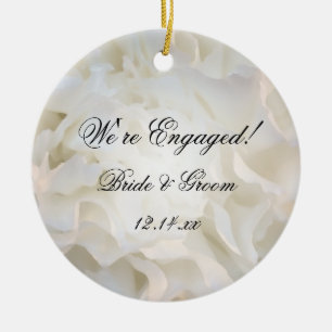 White Floral Verloving Keramisch Ornament