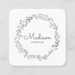 White Floral Vierkante Visitekaartje