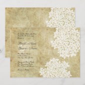 White Floral Vintage Wedding Invitations Kaart (Voorkant / Achterkant)