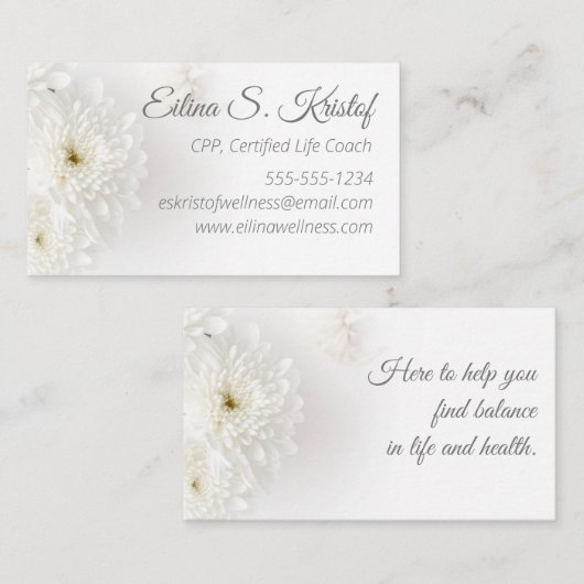 White Floral Visitekaartje (Voorkant / Achterkant)