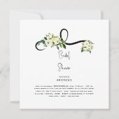 White Floral Vrijgezellenfeest B/W Square Kaart (Voorkant)