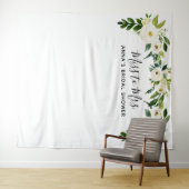 White Floral Vrijgezellenfeest Backdop Wandkleed (In Situ (horizontaal))