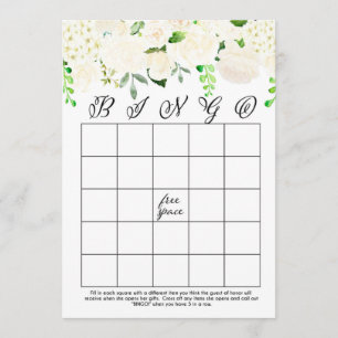 White Floral Vrijgezellenfeest Bingo Cards Kaart