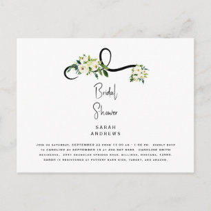 White Floral Vrijgezellenfeest Elegant Invitation Briefkaart