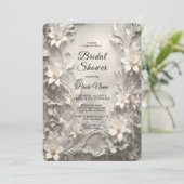 White Floral Vrijgezellenfeest Kaart (Staand voorkant)