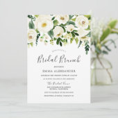 White Floral Vrijgezellenfeest Modern Brunch Invit Kaart (Staand voorkant)