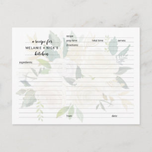 White Floral Vrijgezellenfeest receptenkaart Briefkaart