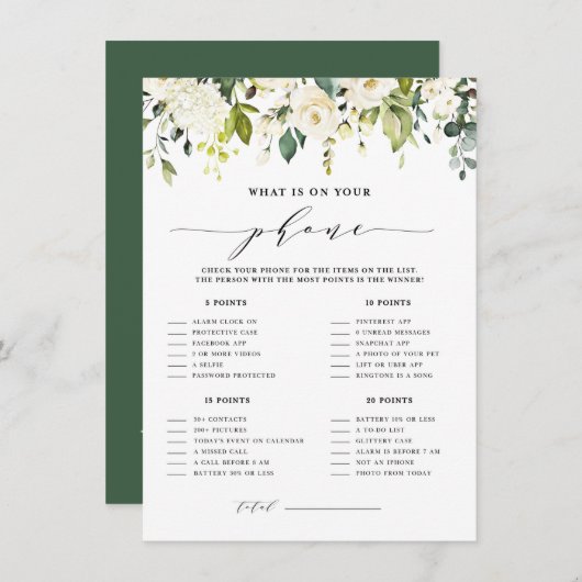 White Floral Wat is er op je Vrijgezellenfeest? Informatiekaartje (Voorkant / Achterkant)