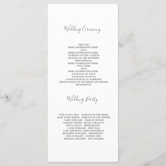 White Floral Waterverf Wedding Programs Programmakaart (Achterkant)