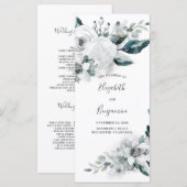 White Floral Waterverf Wedding Programs Programmakaart (Voorkant / Achterkant)